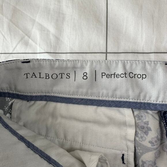 Talbots Pants Womens 8 Blue Purple Floral Paisley Perfect Cropped Ankle Classic - Picture 3 of 10